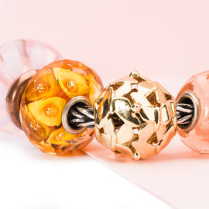 Trollbeads Armband Silber mit Strahlende Wonne Facette und Schmetterlings Schwarm Gold | Bracelet Silver with Luminous Delight Facet Bead and Swarm of Butterflies Bead Gold