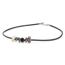 Trollbeads Halskette Leder Schwarz mit Silber und Glas Beads | Leather Necklace Black with Silver and Glass Beads