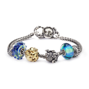 Trollbeads Bracelet Blue Ocean Silber Armband mit Glasbeads