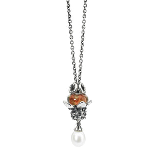 Trollbeads Fantasy Halskette mit Perle Fee der Natur Anhänger Glasbead und Silberbead