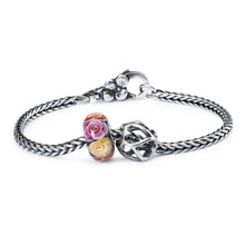 Trollbeads Armband Silber mit Gegensätze ziehen sich an Silberbead und Rosen für Mutter Glasbead mit Blumenverschluss | Bracelet with Opposites Attract Bead Silver Bead and Roses for Mum Glass Bead and Flower Lock