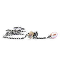 Trollbeads Fantasie Halskette mit pinker Perle, Süsse Beeren Spacer und Glas Bead | Fantasy Necklace with Pink Pearl Sweet Berries Spacer and Glass Bead