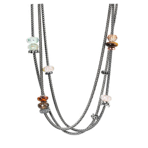 Trollbeads Halskette in Silber mit Glas Silber Edelstein Bernstein Beads | Necklace in Silver with Glass Silver Gemstone and Amber Beads