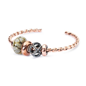 Trollbeads Twisted Copper Bangle with Silver and Glas Beads