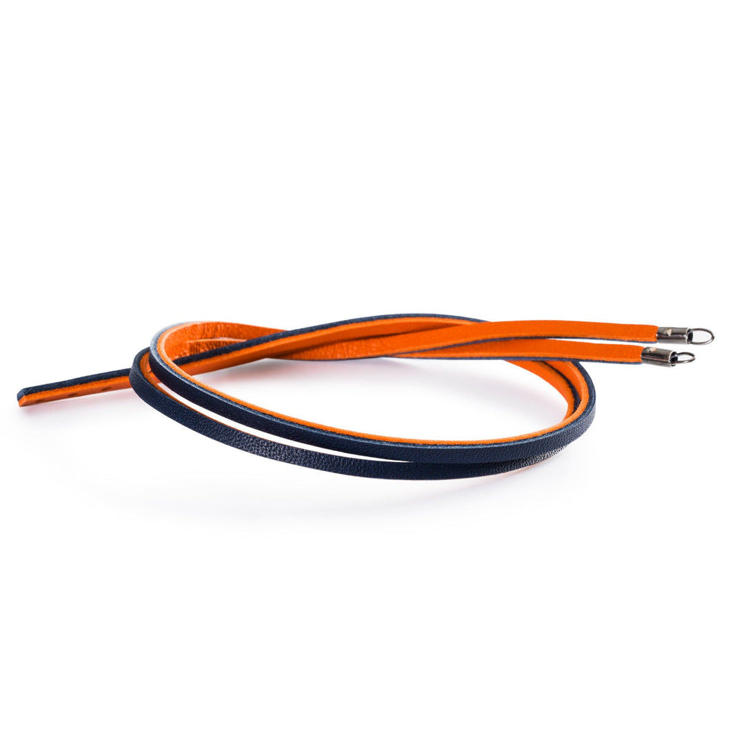 Lederarmband orange/navy | Leather bracelet dark blue/orange