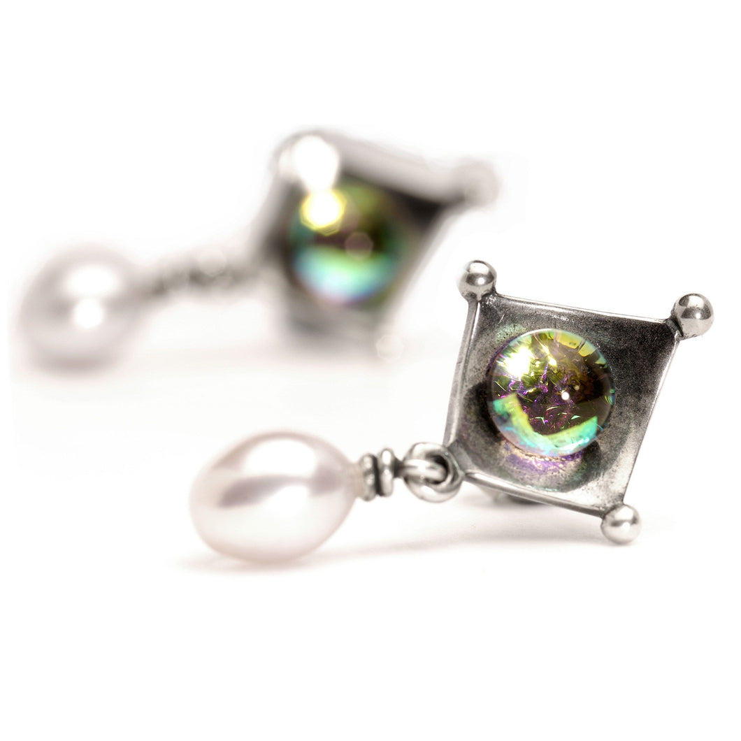 Zweifarbige Perle | Dichroic and Pearl Earrings