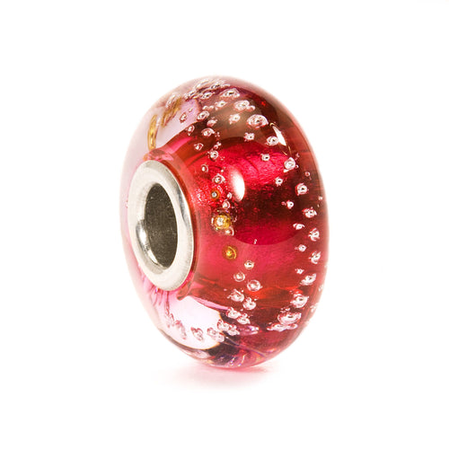 Trollbeads Silberne Spur Pink | Silver Trace Bead Pink | Artikelnummer: TGLBE-10240 | Hauptwerkstoff: Glas | Designer: Lise Aagaard