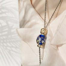 Trollbeads Fantasie Halskette mit Perle und Blue Ocean Glas Bead und Gold Bead und Stopper | Fantasy Necklace with Blue Ocean Glass Bead and Gold Bead and Spacer