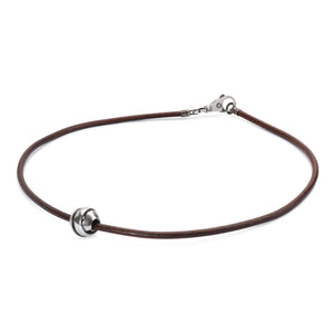 Trollbeads Halskette Leder Braun mit Unendlich Silber Bead | Brown Leather Necklace with Neverending Bead Silver